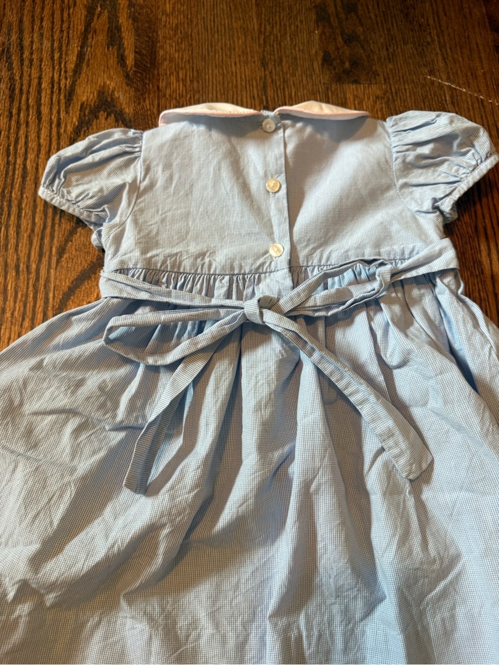 Light Blue Smocked Bunny Dress with White Peter Pan Collar — Kids Formal - Picture 3 of 4